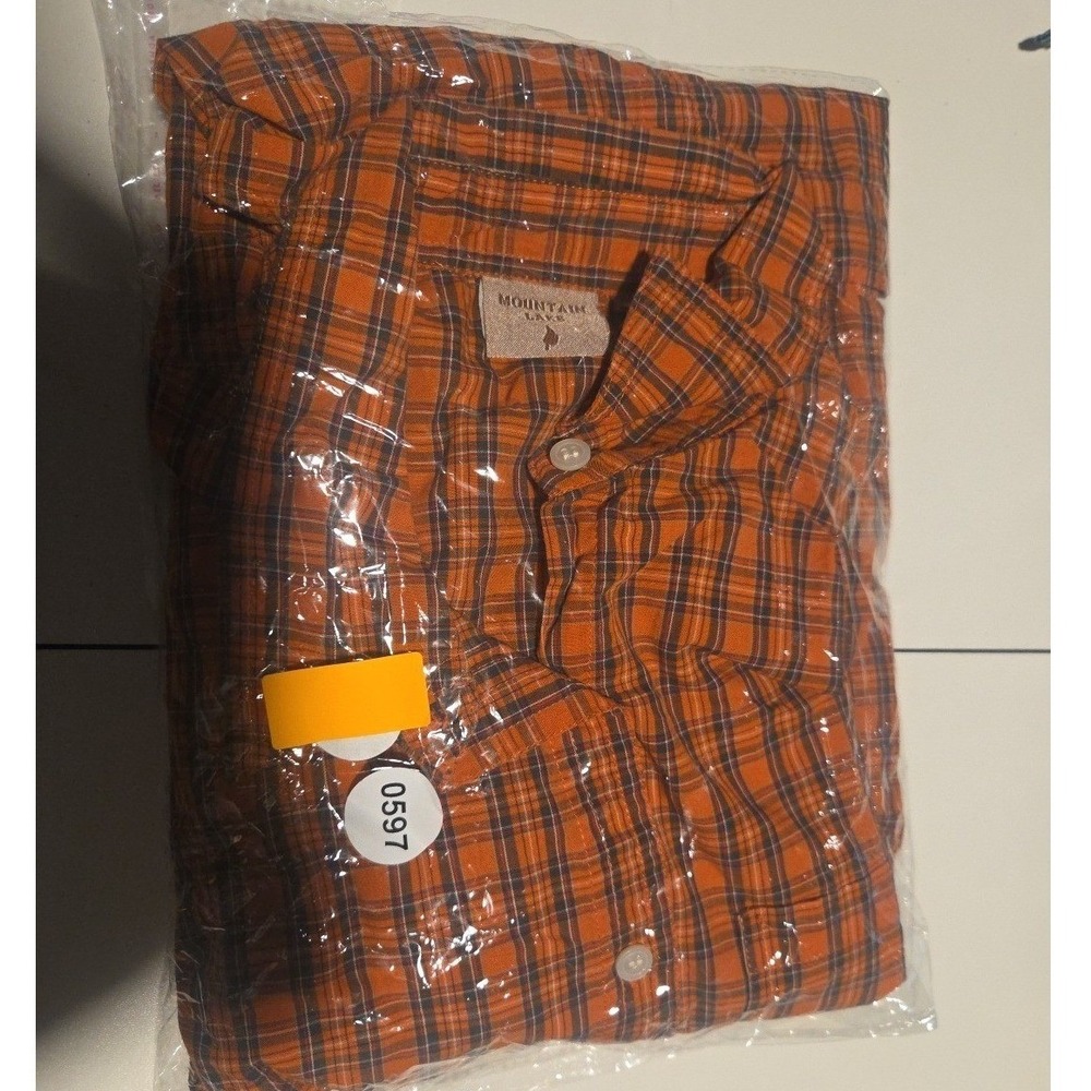 Mountain Lake Orange Plaid Button Down, 100% Cotton Long Sleeve Shirt Women's XL - Picture 9 of 9